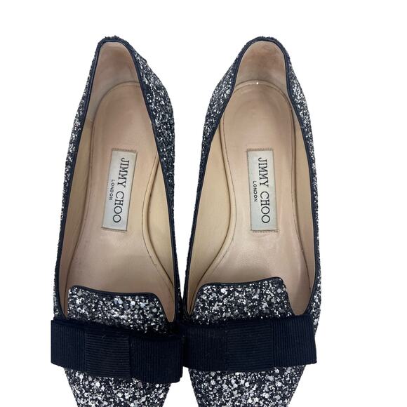 Jimmy Choo Gala Flats Size 6.5 black glitter - Picture 4 of 7